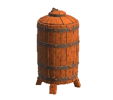 3D model render: the stock tall wooden ferment tank.